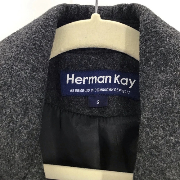 Herman Kay Women’s Wool Blend Pea Coat Double Breasted Grey Size Small - Picture 4 of 8